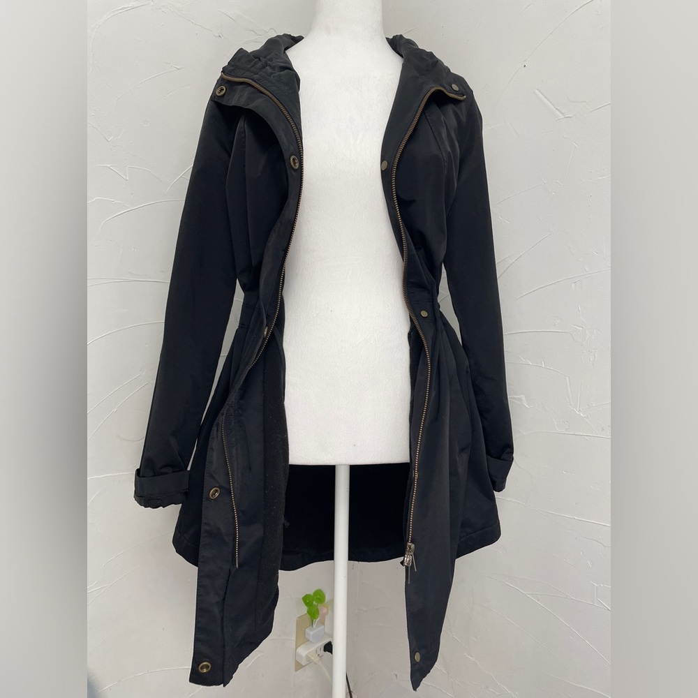 Eileen Fisher Black Organic Cotton Nylon Hooded Jacket - Picture 5 of 16